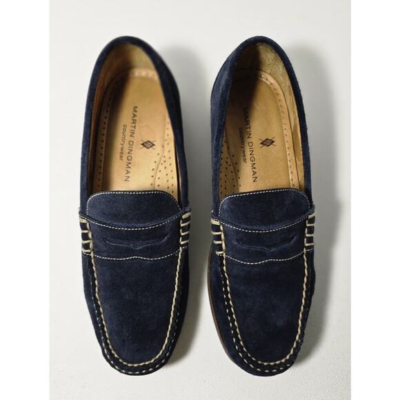 Martin Dingman Countrywear Men’s Size 9 M Suede Leather Penny Loafer Navy Blue - Picture 4 of 10